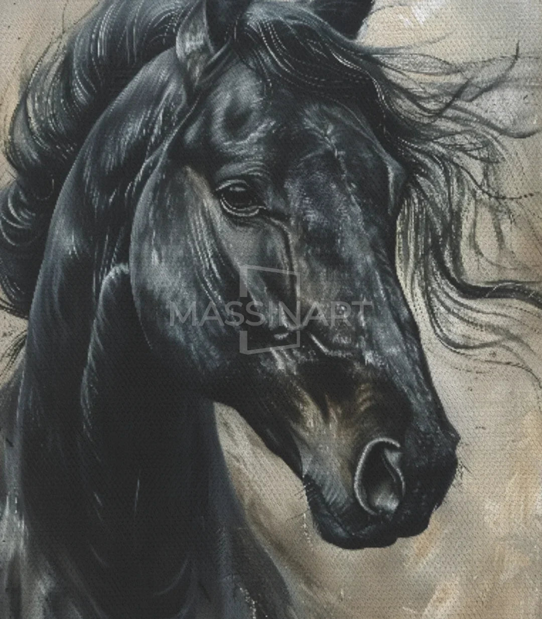 Cuadro Midnight Soul con marco negro — lienzo caballo Massinart