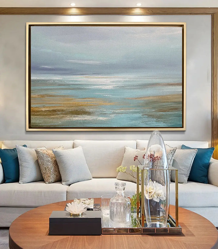 Cuadro Ethereal Sea en salón moderno contemporáneo decoración pared Massinart