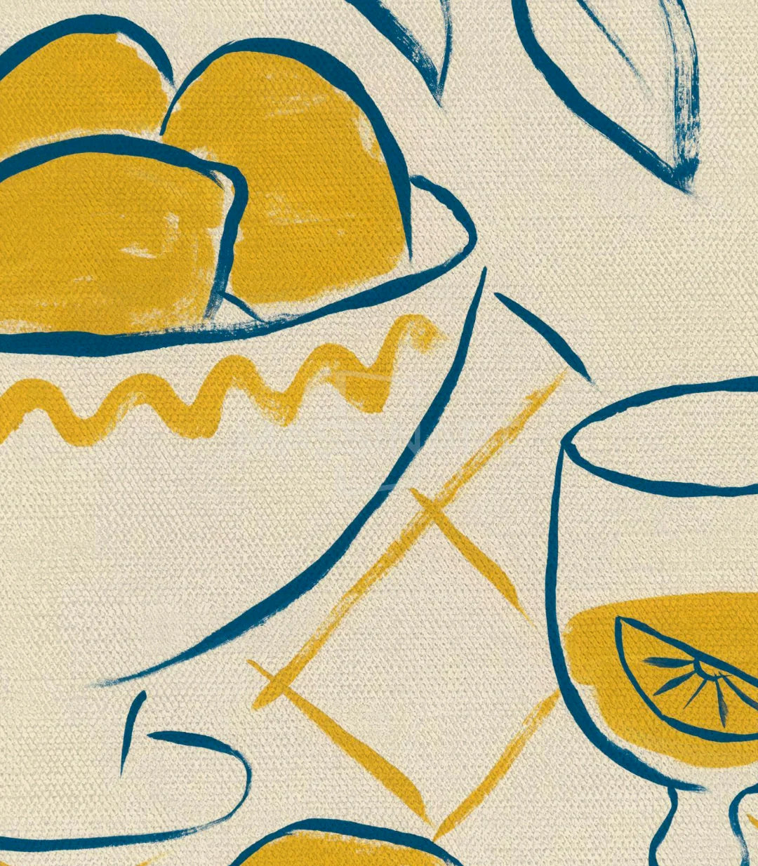 Cuadro decorativo Bright and Fresh de Massinart, paleta amarillo y negro sobre lienzo de algodón