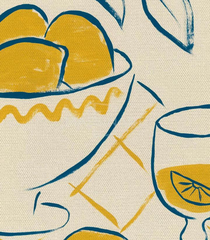 Cuadro decorativo Bright and Fresh de Massinart, paleta amarillo y negro sobre lienzo de algodón