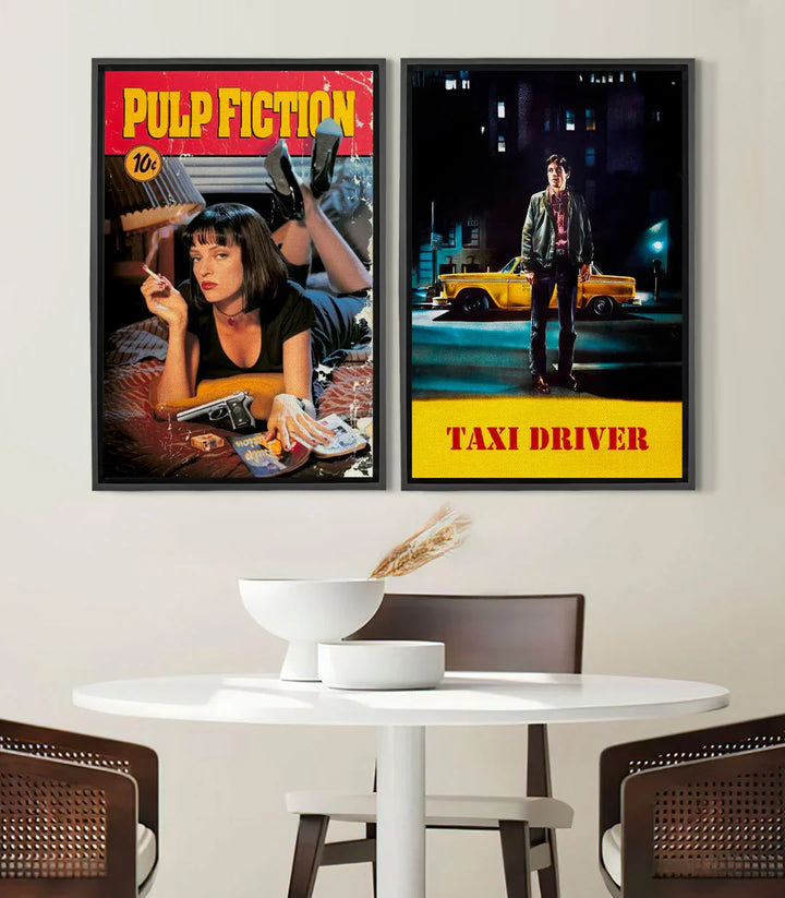Cuadro Pulp Fiction cartel vintage rojo y amarillo estilo pop-art Massinart