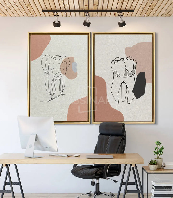 Decoración de consulta médica con cuadro diente minimalista arte dental — Massinart
