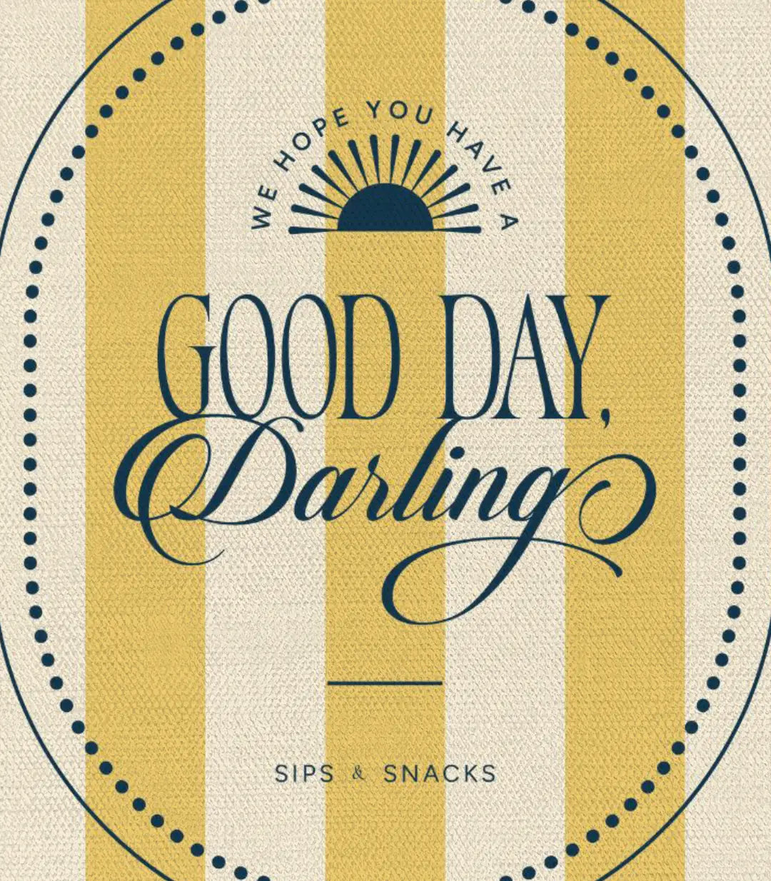 Cuadro tipografía «Good Day Darling» — diseño a rayas en amarillo y blanco, Massinart