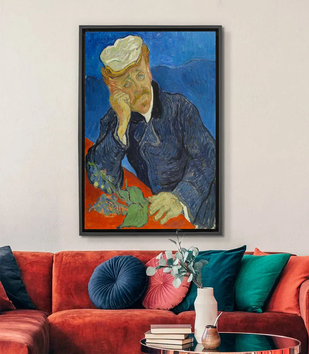 Cuadro Dr Paul Gachet en salón moderno, decoración pared pasillo, Massinart