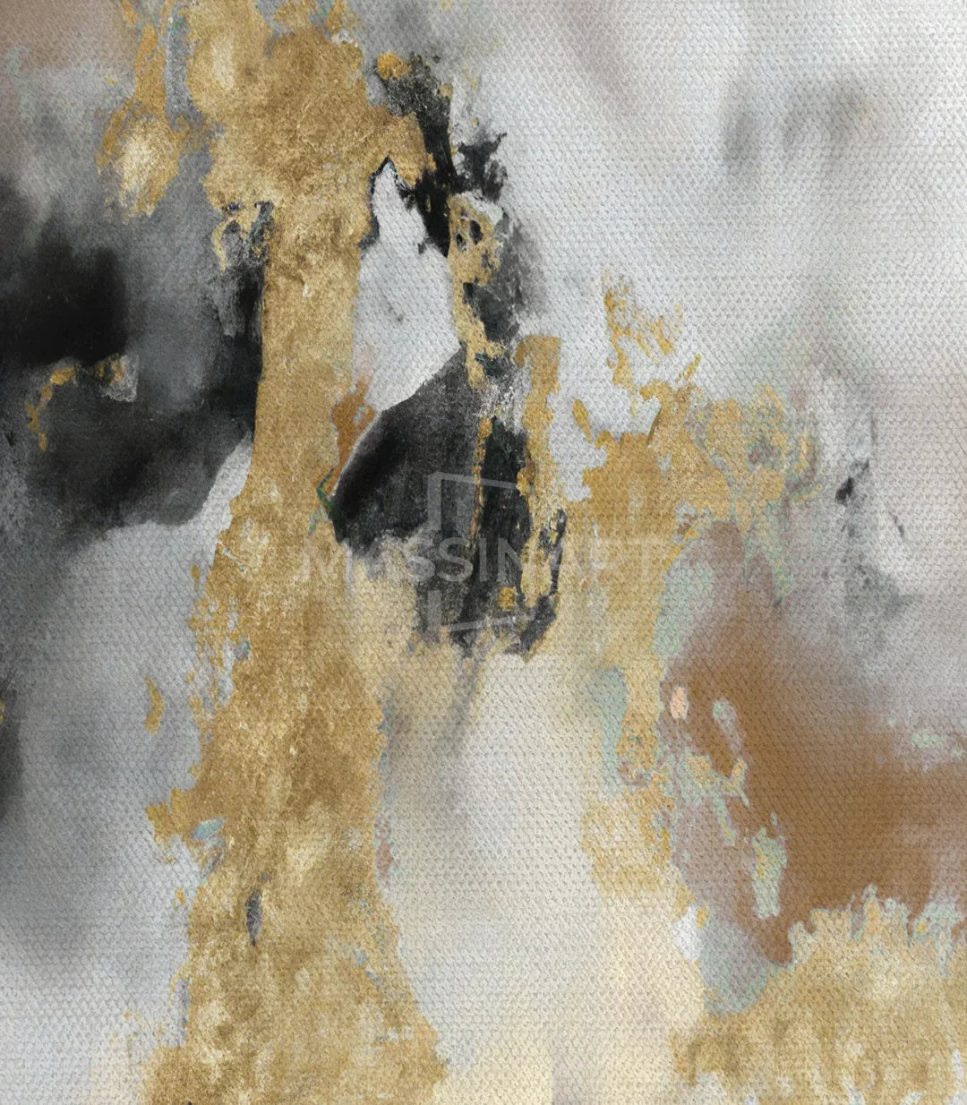 Iluminación cálida sobre los cuadros abstractos Ethereal, ambiente acogedor — Massinart