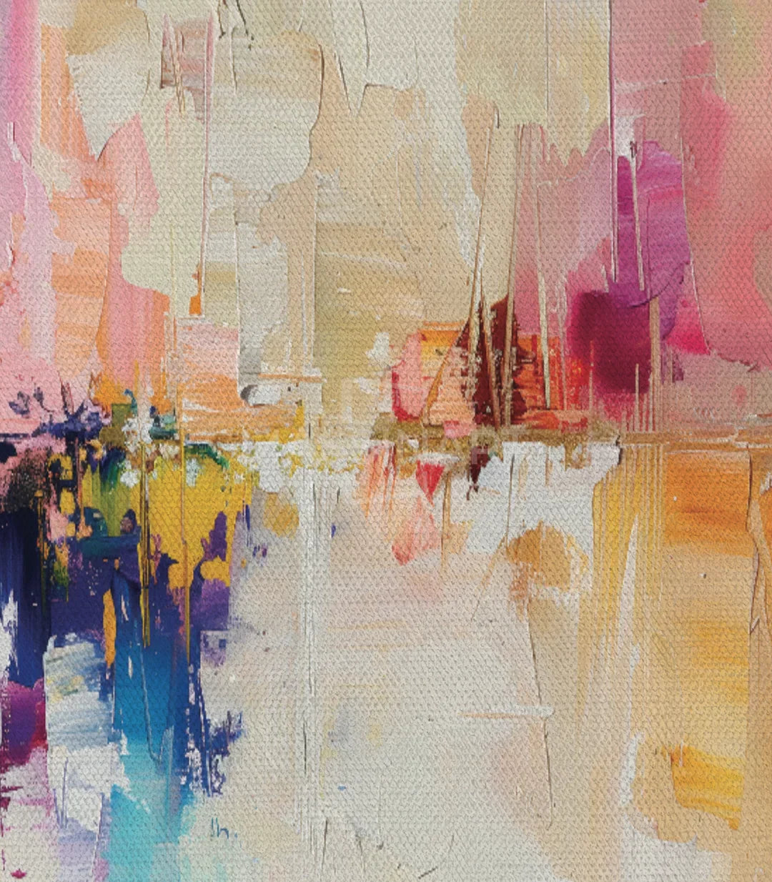 Cuadro abstracto moderno Burst of Color con marco negro en interior de diseño — Massinart