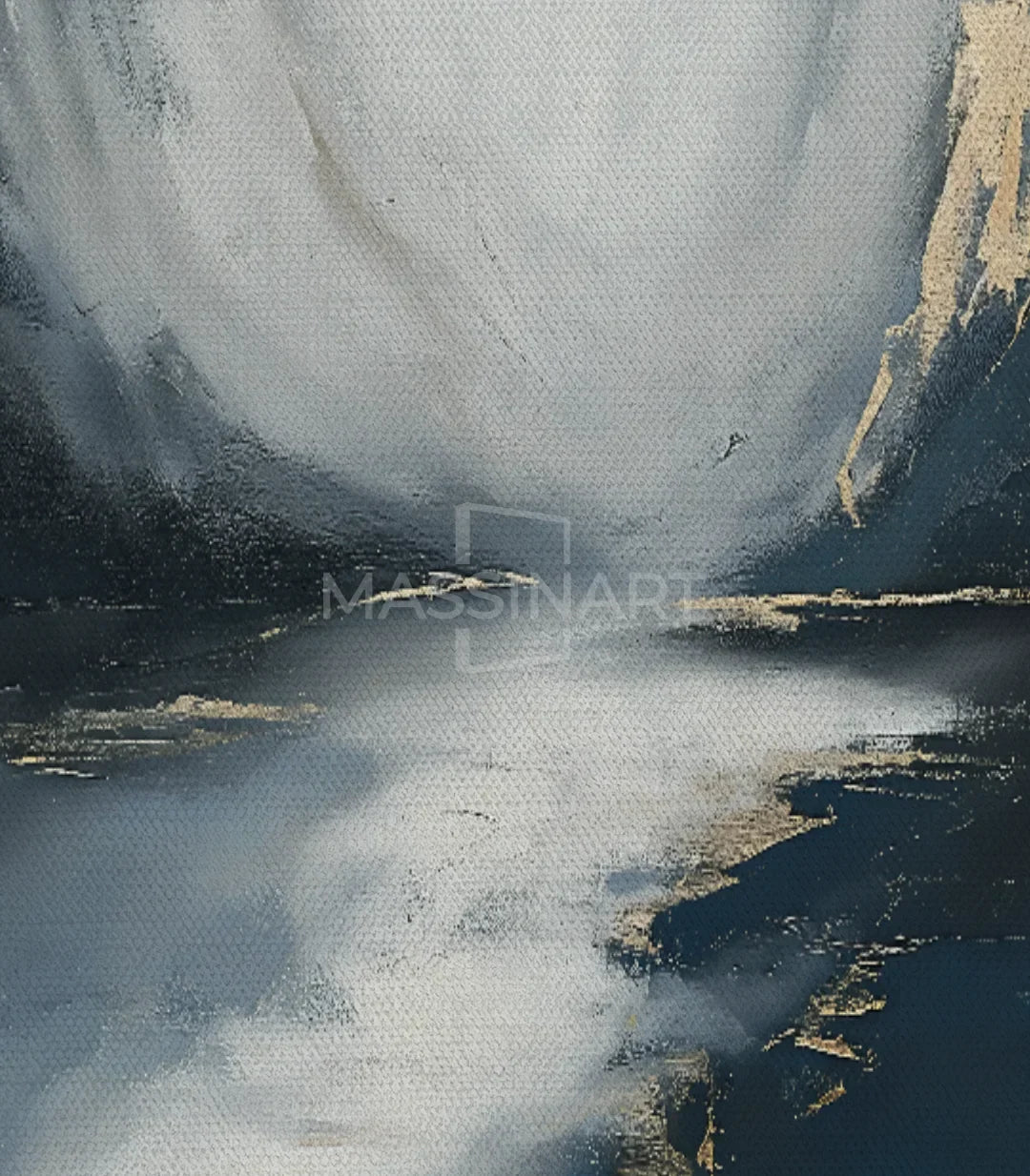 Dormitorio decorado con cuadro paisaje montañoso Riverside en tonos apacibles