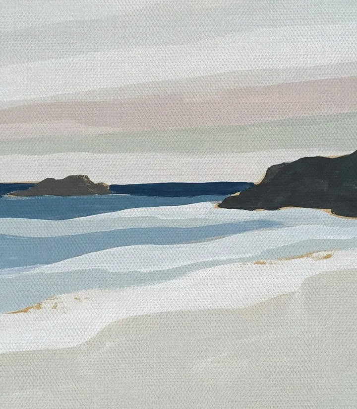 Detalle del marco negro del cuadro Layered Shore, paisaje abstracto — Massinart