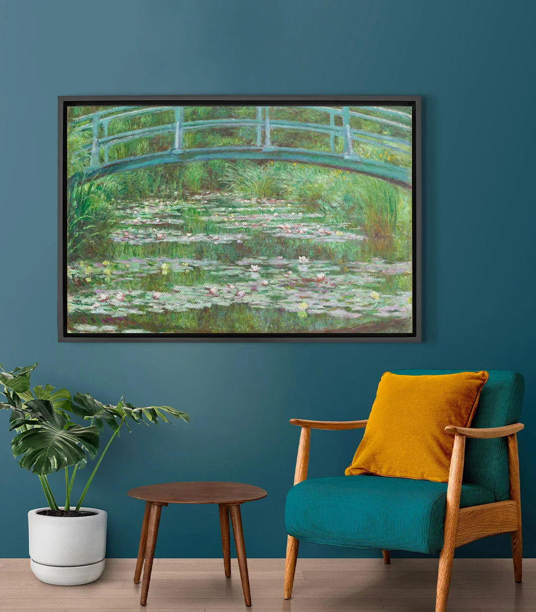 Cuadro puente japonés Monet en salón moderno, decoración mural impresionista, Massinart