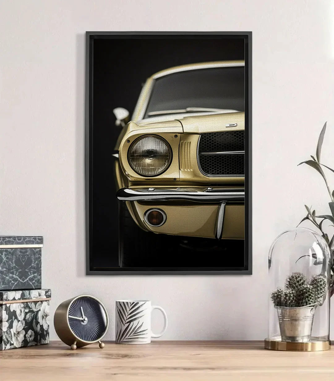 Cuadro Timeless Mustang foto-art coche vintage dorado con detalles cromados Massinart