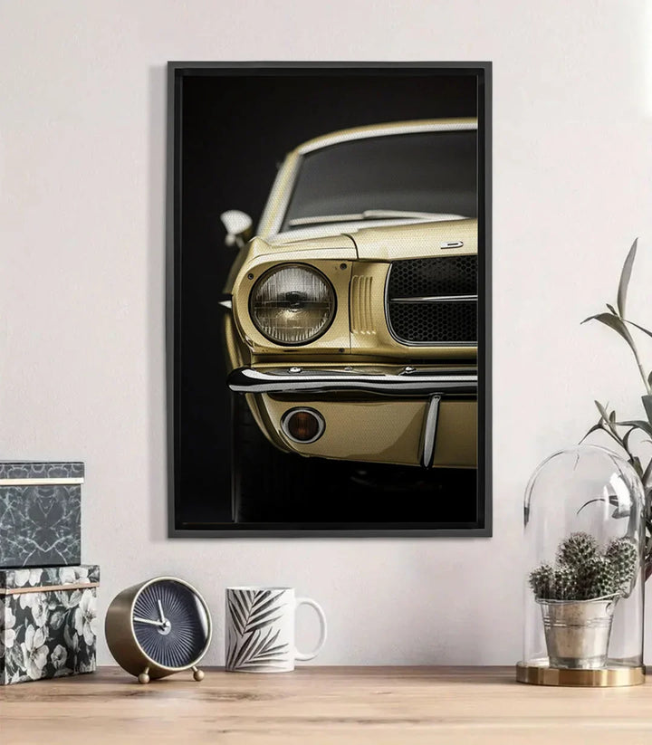 Cuadro Timeless Mustang foto-art coche vintage dorado con detalles cromados Massinart