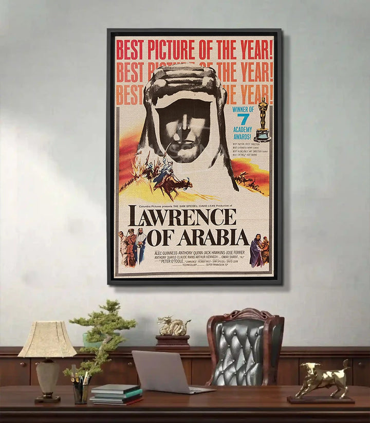 Cuadro cartel Lawrence of Arabia estilo vintage con retrato en tonos desierto — Massinart