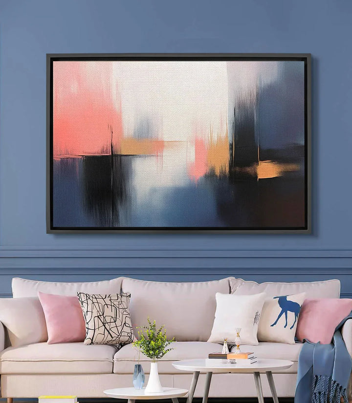 Cuadro paisaje abstracto Sienna — atardecer en tonos rosa, naranja y azul | Massinart