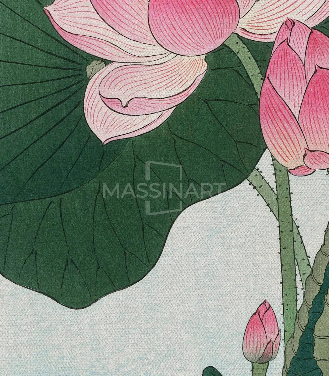 Cuadro Blooming Lotus Massinart — detalle decoración floral en interior moderno