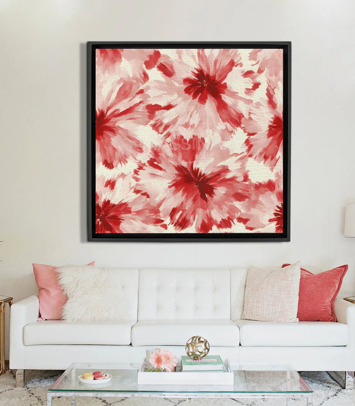 Cuadro Velvet Bloom flores rojas abstractas rosa blanco lienzo decorativo Massinart