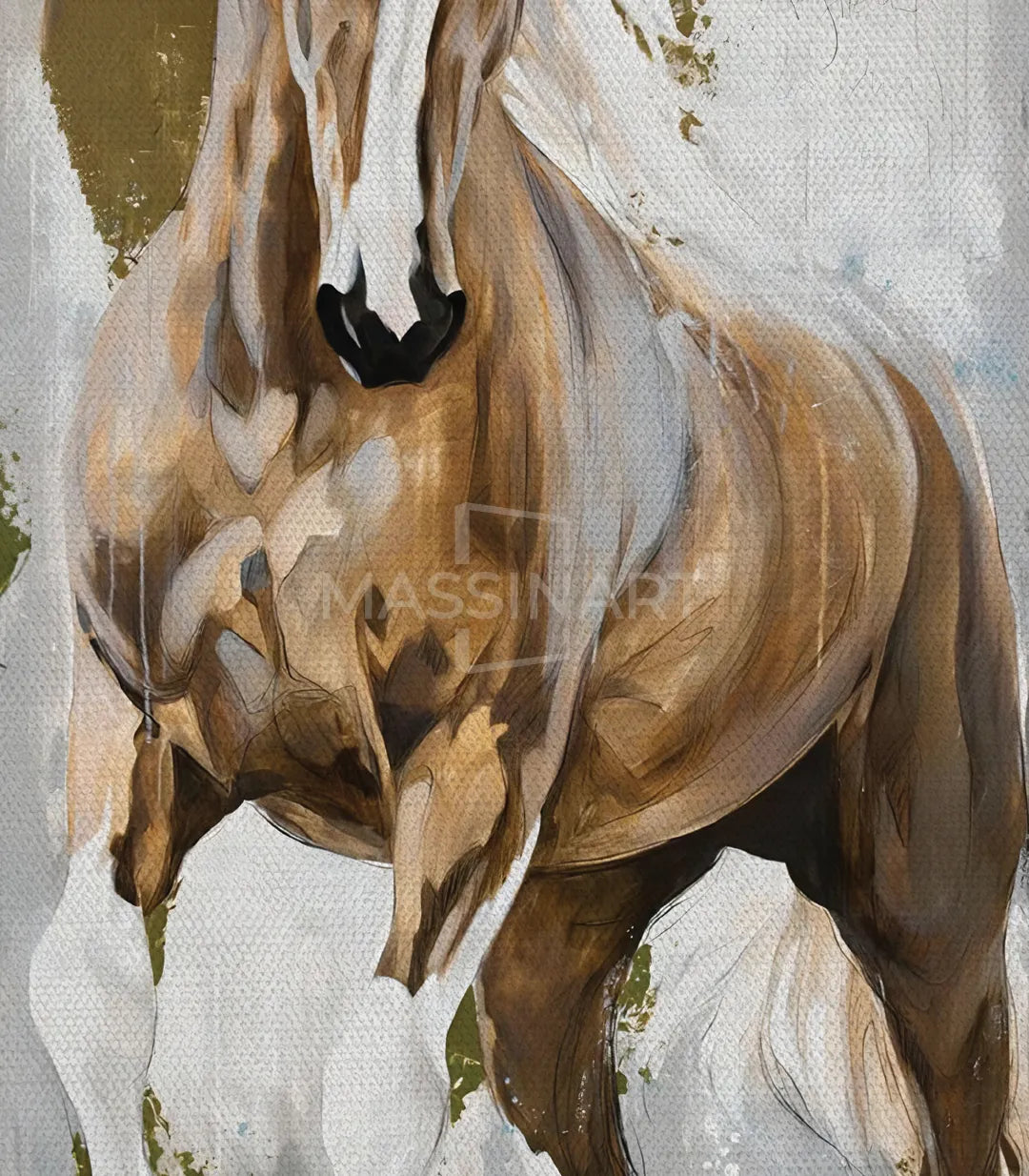 Cuadro decorativo de caballo en estilo acuarela contemporáneo, colores naturales — Massinart