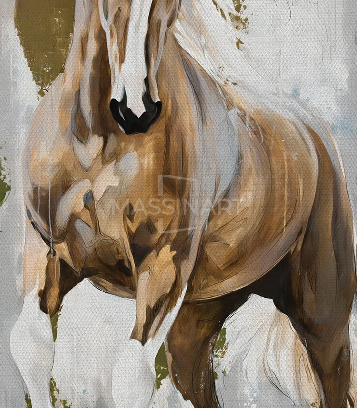 Cuadro decorativo de caballo en estilo acuarela contemporáneo, colores naturales — Massinart