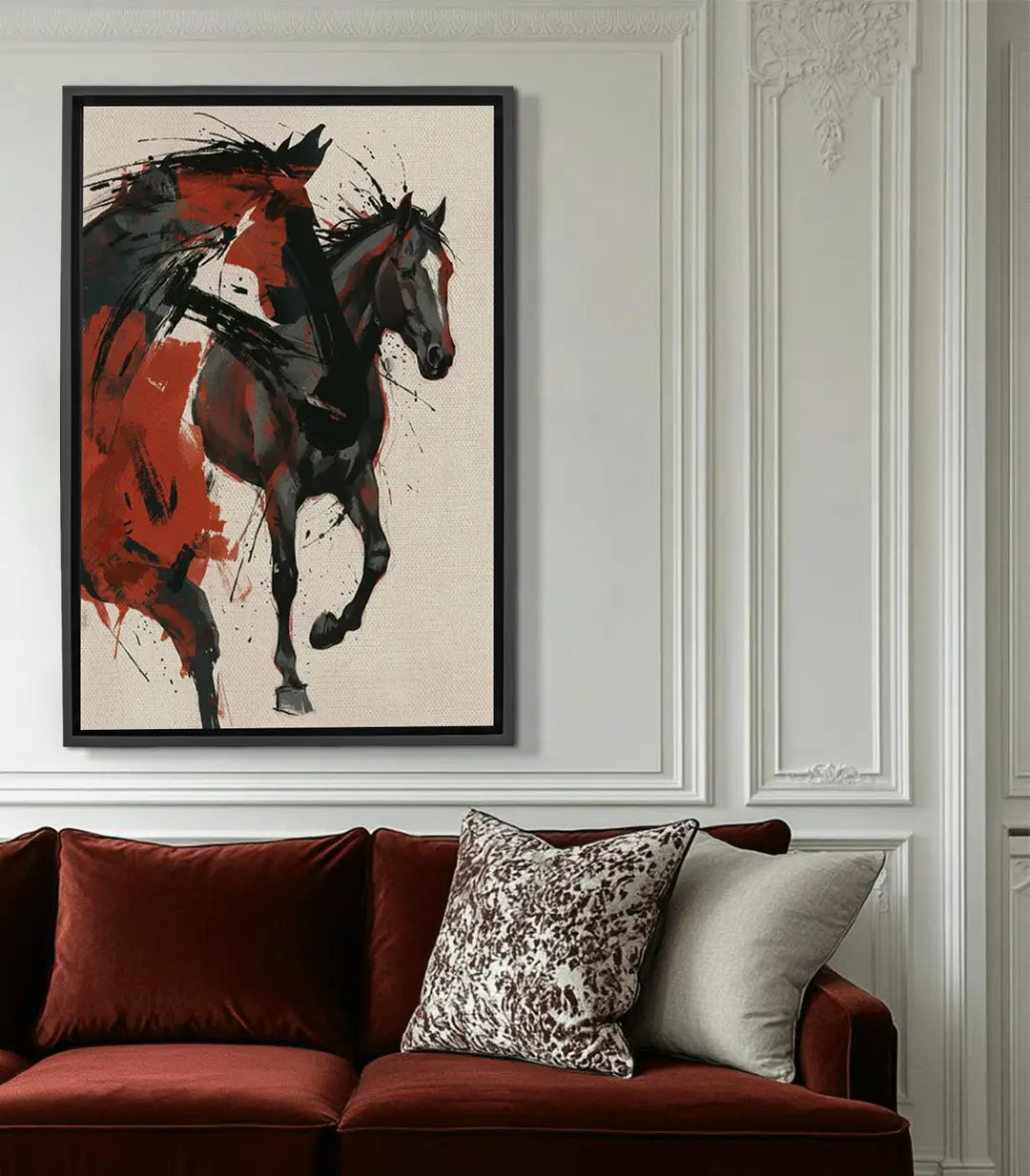 Cuadro Crimson Spirit caballo expresionista en rojo y blanco — Massinart
