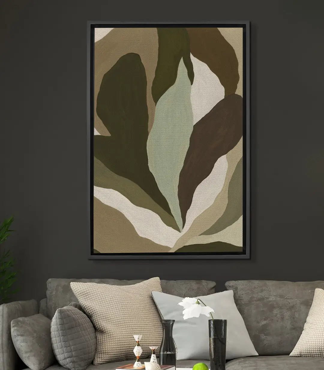 Cuadro abstracto Earth Tones con formas orgánicas en beige, marrón y blanco — Massinart