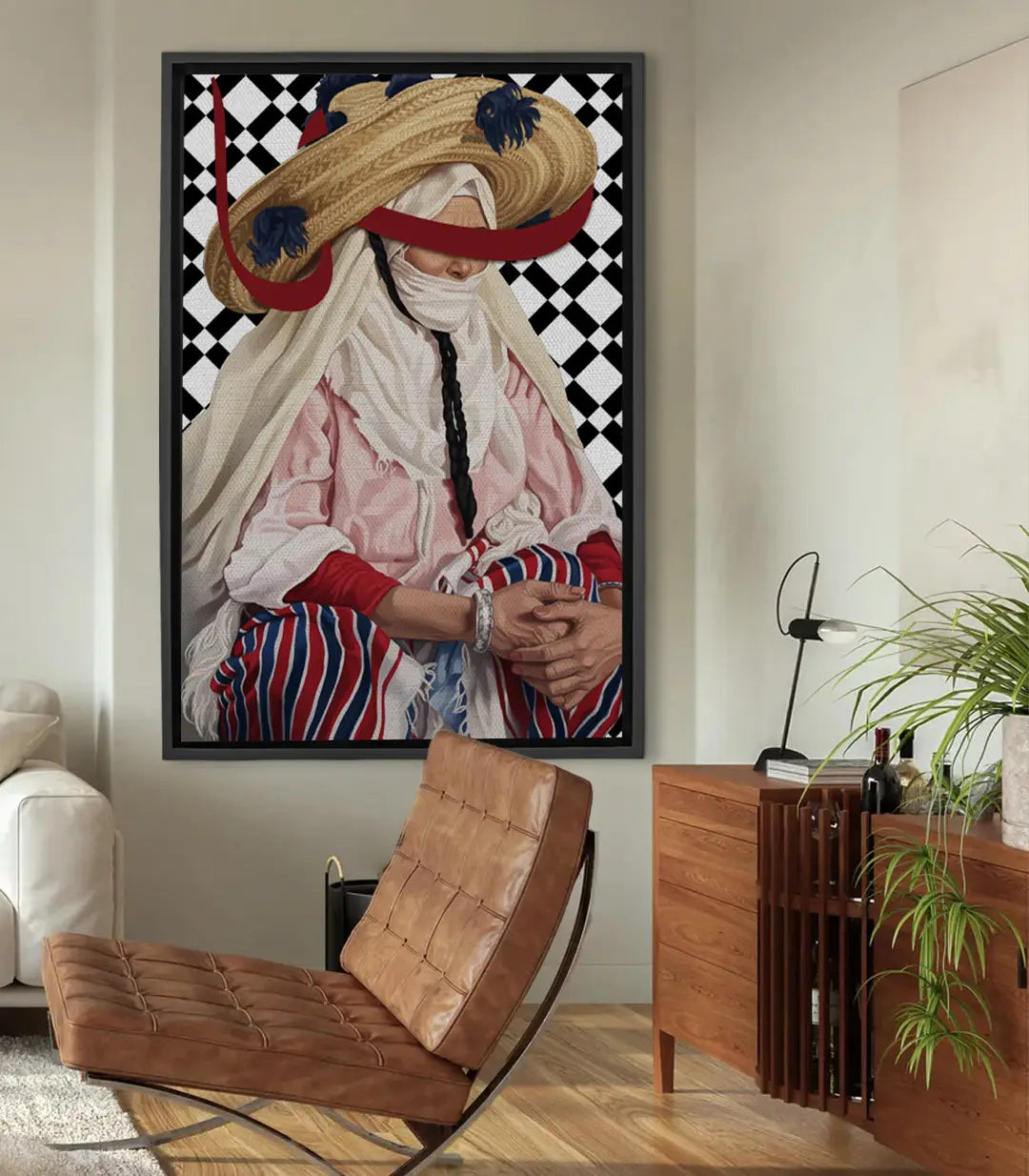 Cuadro Vieled Haja retrato mujer velada tradición marroquí — Massinart