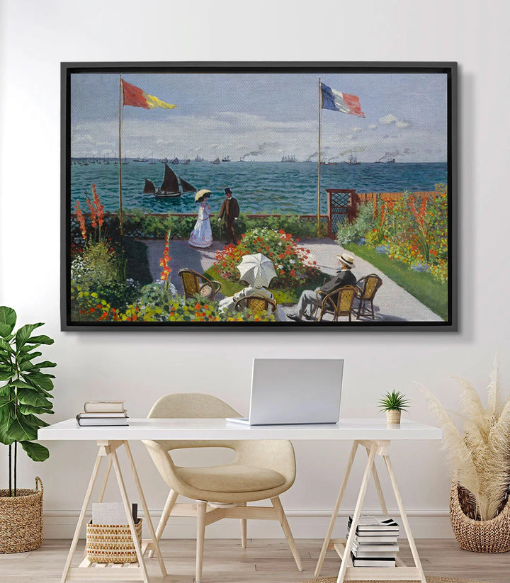 Cuadro Jardín en Sainte-Adresse de Monet en decoración de salón moderno — Massinart