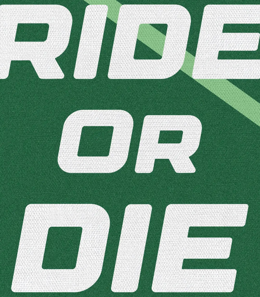 Detalle panel derecho — tipografía pop-art Ride or Die, cuadro decorativo moderno Massinart