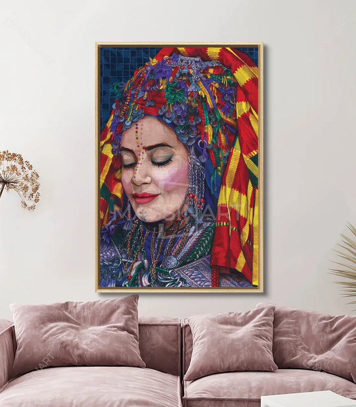 Cuadro mujer bereber en salón contemporáneo moderno — Massinart