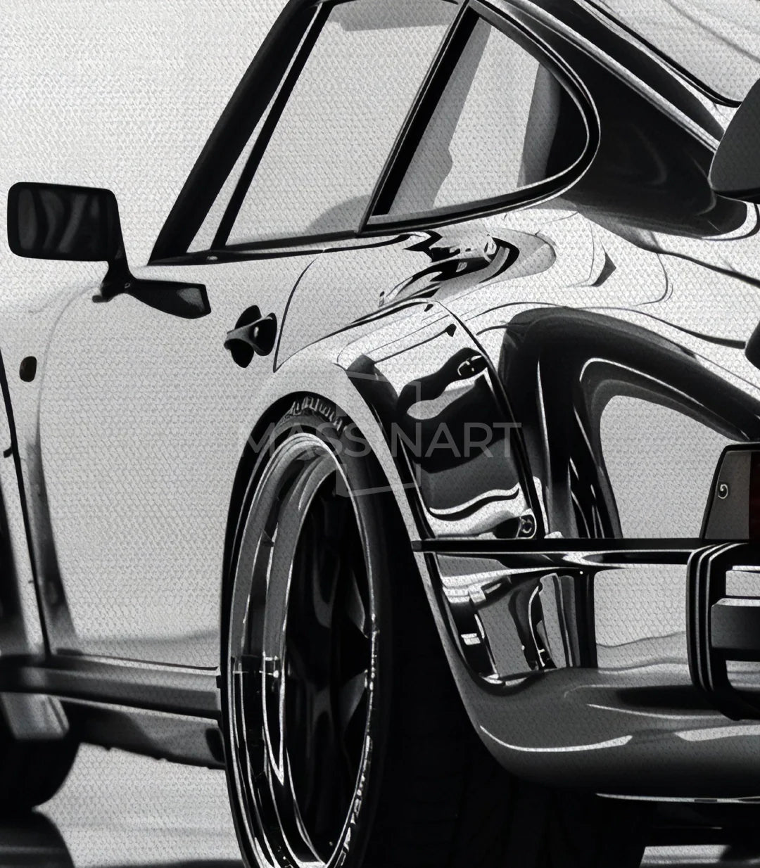 Ambientación tríptico Porsche salón gris decoración Massinart