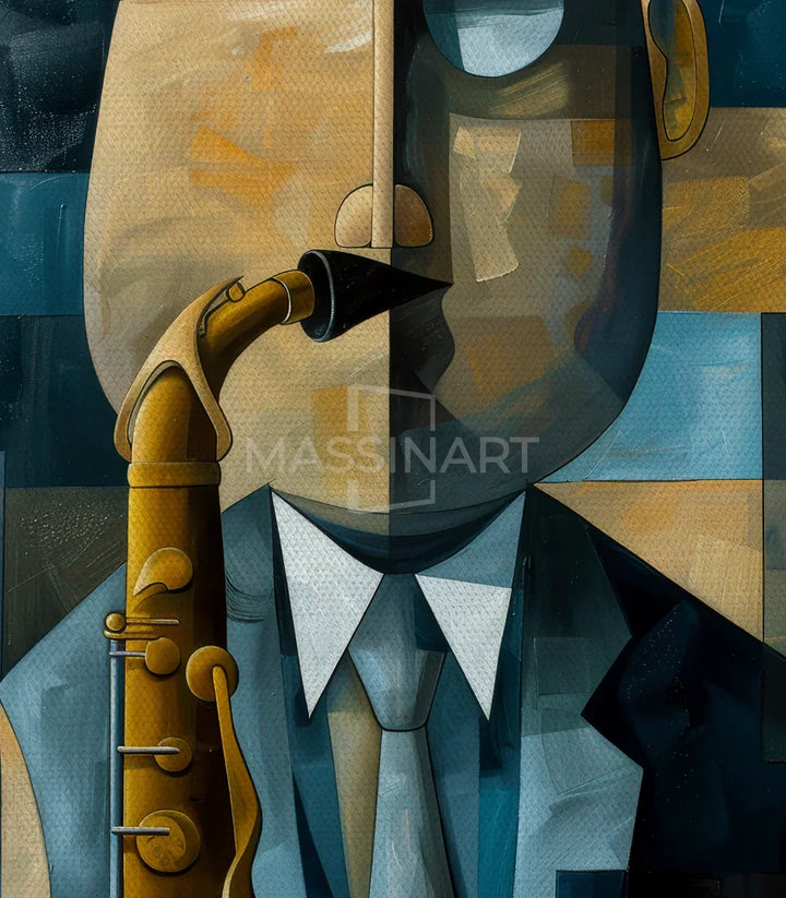 Cuadro Echoes of the Sax con marco en pared de interior, Massinart