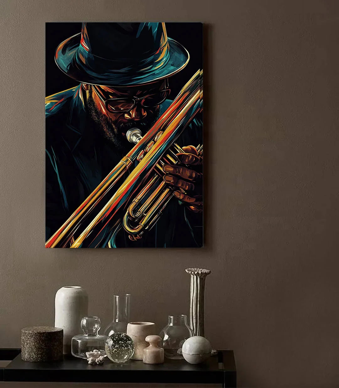Cuadro Jazz Whispers en salón moderno ambiente decorativo Massinart