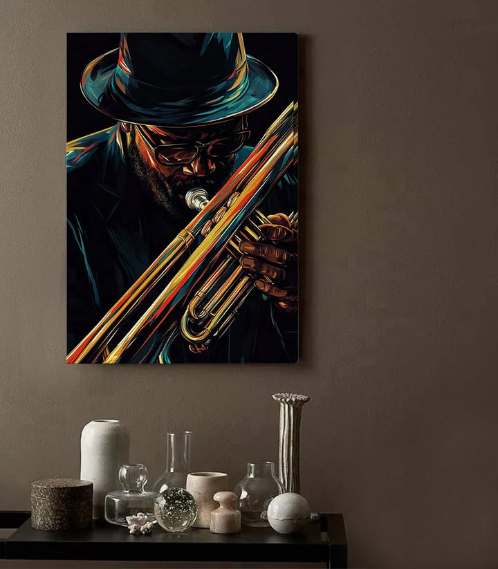 Cuadro Jazz Whispers en salón moderno ambiente decorativo Massinart