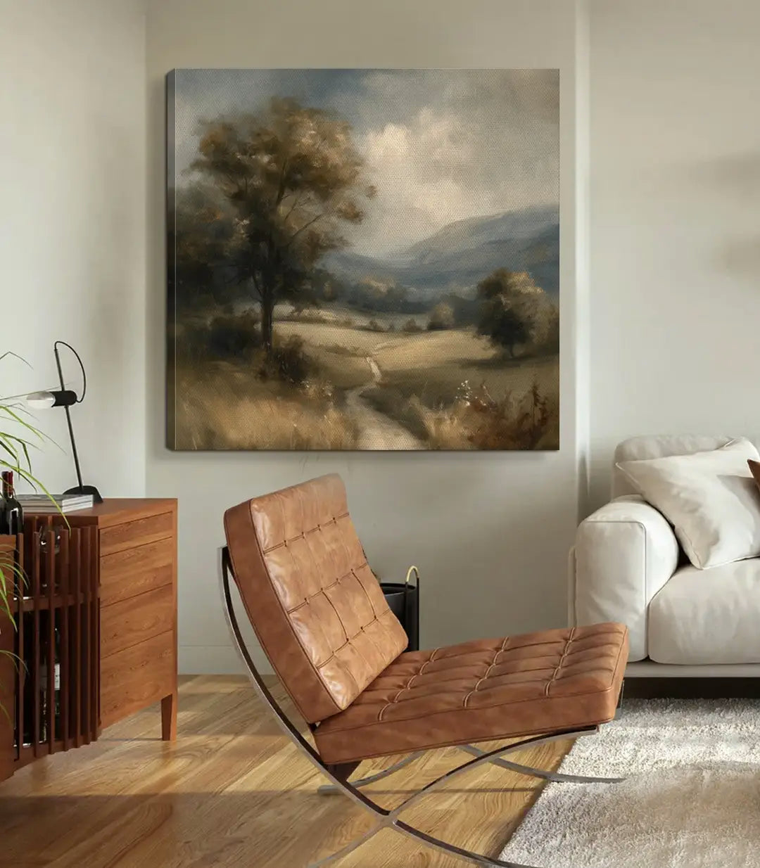 Cuadro Fading Fields en habitación de hotel o Airbnb — ambiente cálido y acogedor | Massinart