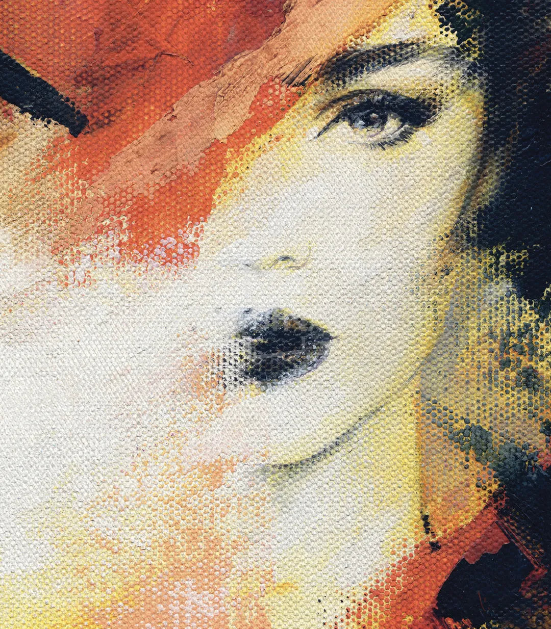 Cuadro retrato mujer con marco negro en interior elegante, Massinart
