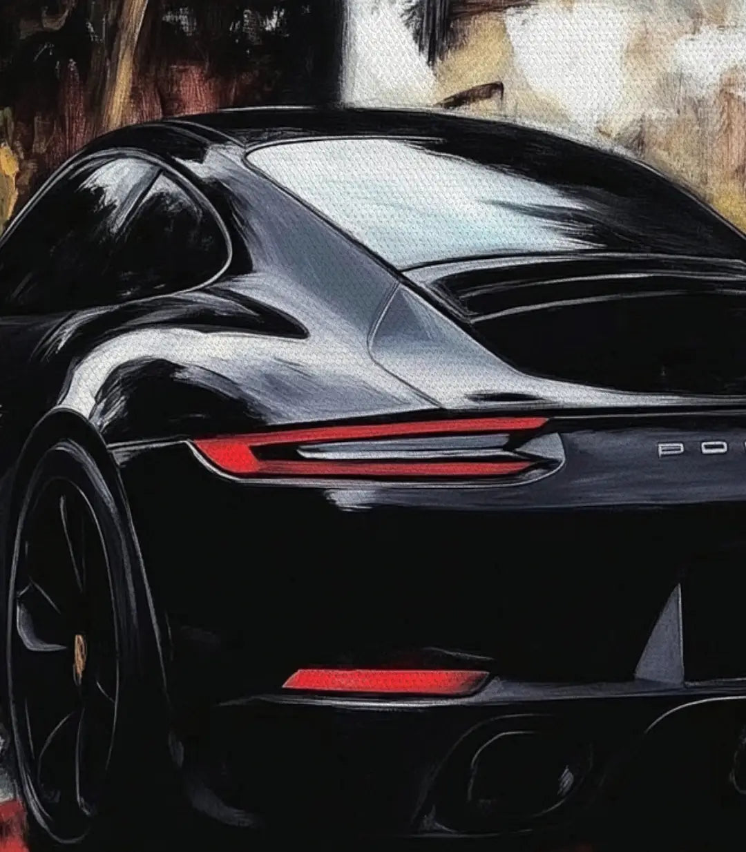 Lámina decorativa Porsche negro, ambiente de despacho ejecutivo — Massinart