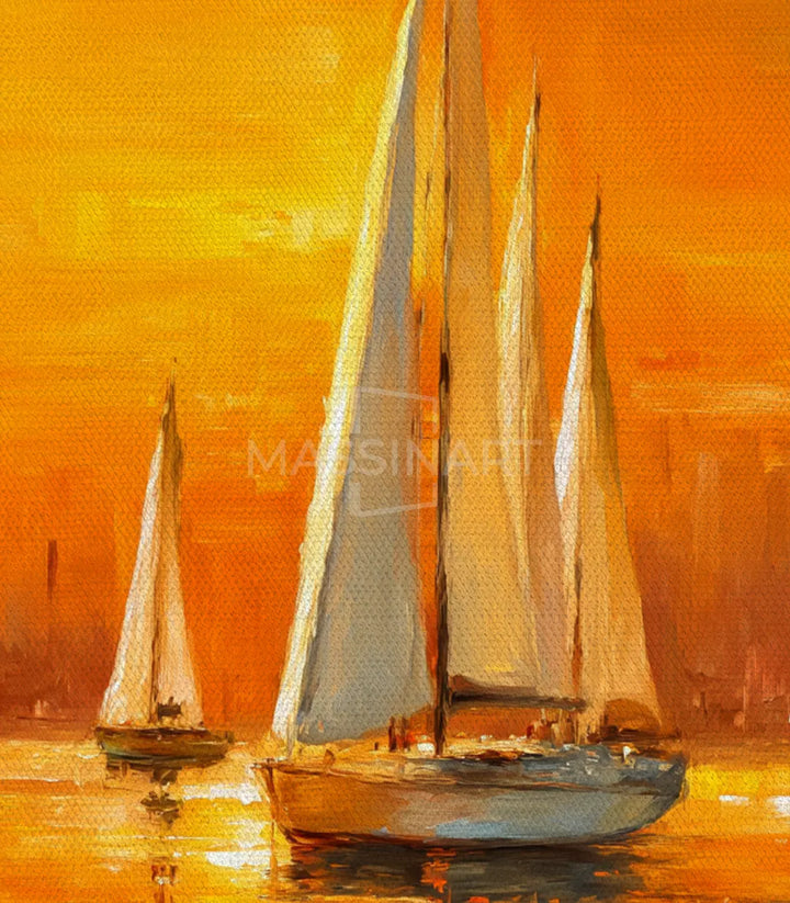 Cuadro Golden Sail Massinart — embalaje de envío listo para colgar
