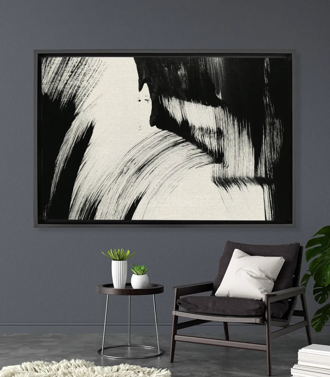 Cuadro Obsidian retrato abstracto mujer blanco y negro Massinart