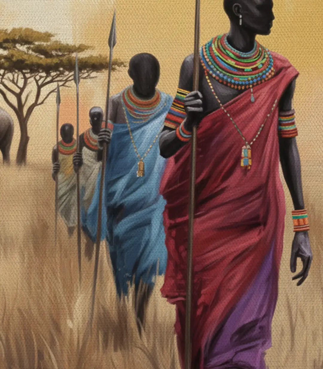 Cuadro Savanna March con marco negro — arte mural africano para pared