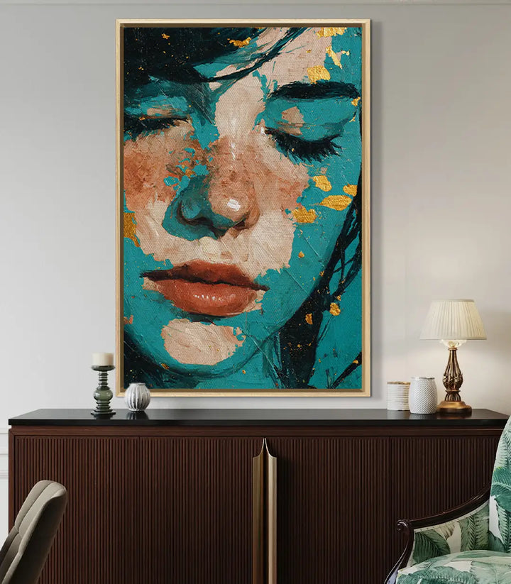 Cuadro retrato mujer expresionista para decoración de interiores — Massinart