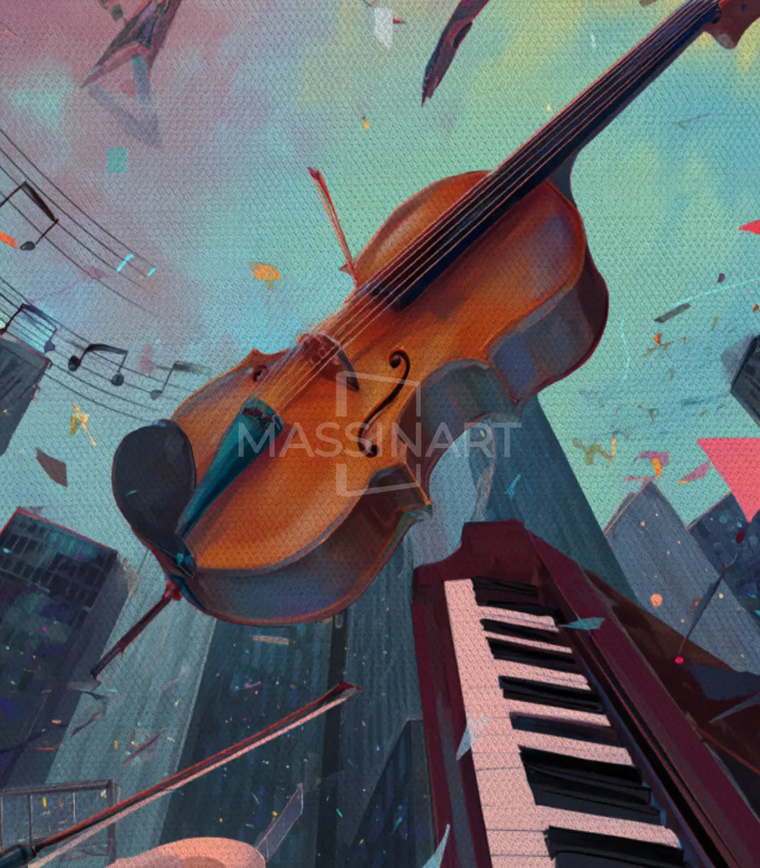 Cuadro Melodic Sky en ambientación decorativa de pared interior — Massinart