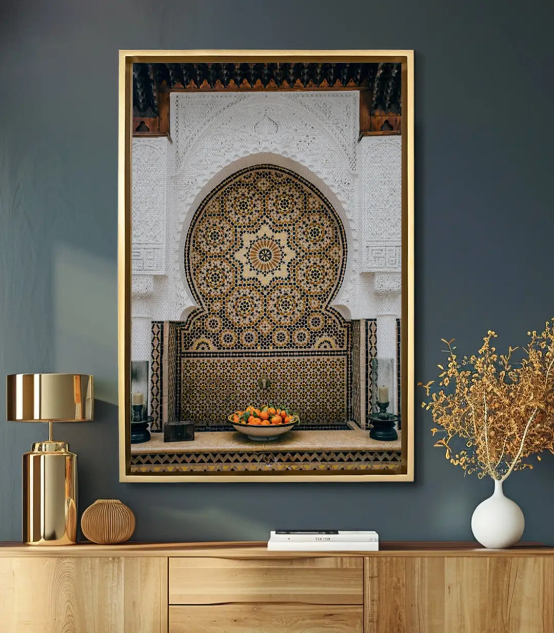 Cuadro de fuente marroquí en salón moderno, decoración mural contemporánea — Massinart