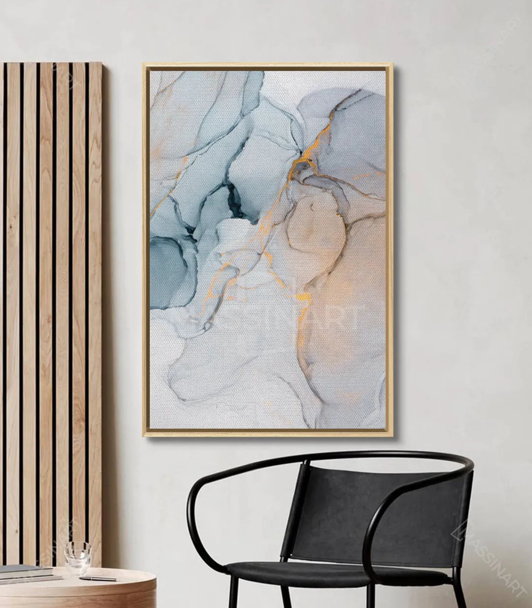 Cuadro Ocean Marble con marco negro — detalle de acabado premium | Massinart