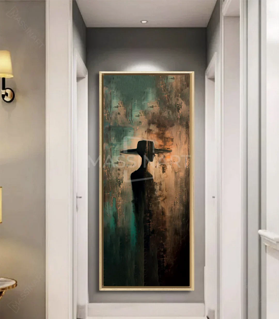 Decoración pasillo con cuadro silueta femenina elegante Massinart