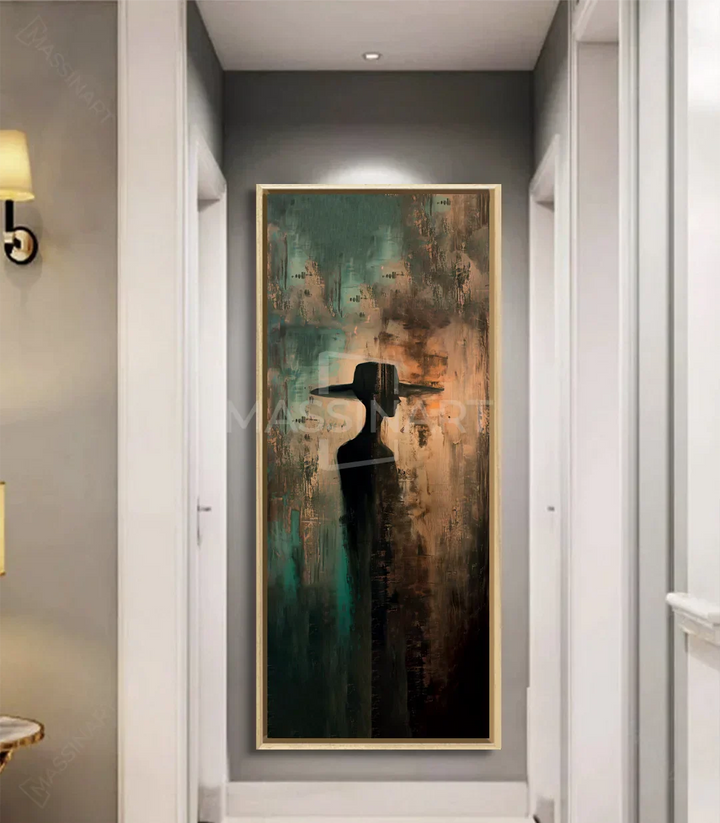 Decoración pasillo con cuadro silueta femenina elegante Massinart
