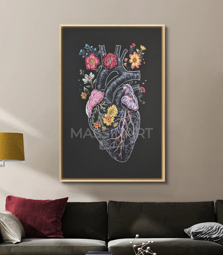 Decoración interior salón — arte anatómico corazón florido Massinart