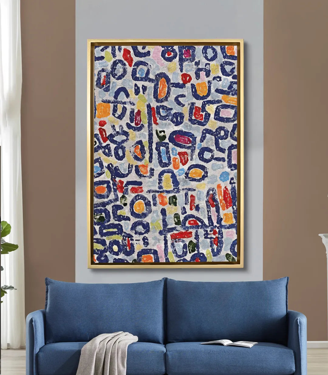 Cuadro abstracto expresionista en un salón moderno, decoración de pared contemporánea — Massinart