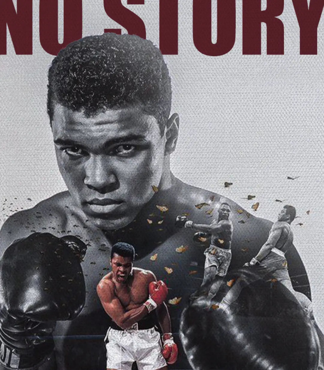Detalle cuadro Clay Legend Massinart — boxeador profesional texto No Risk No Story