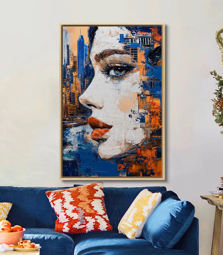 Cuadro City Vision decoración pared salón tonos azules — Massinart