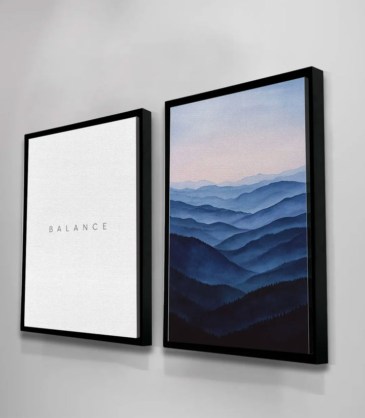 Díptico Balance en salón moderno Massinart — cuadro paisaje naturaleza