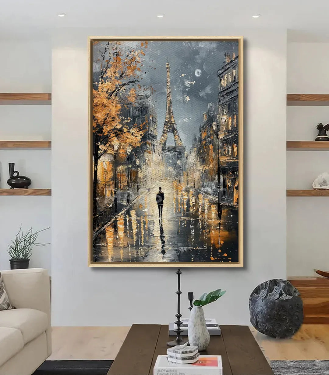 Cuadro Paris Stroll en un salón contemporáneo, decoración de pared estilo urbano, Massinart