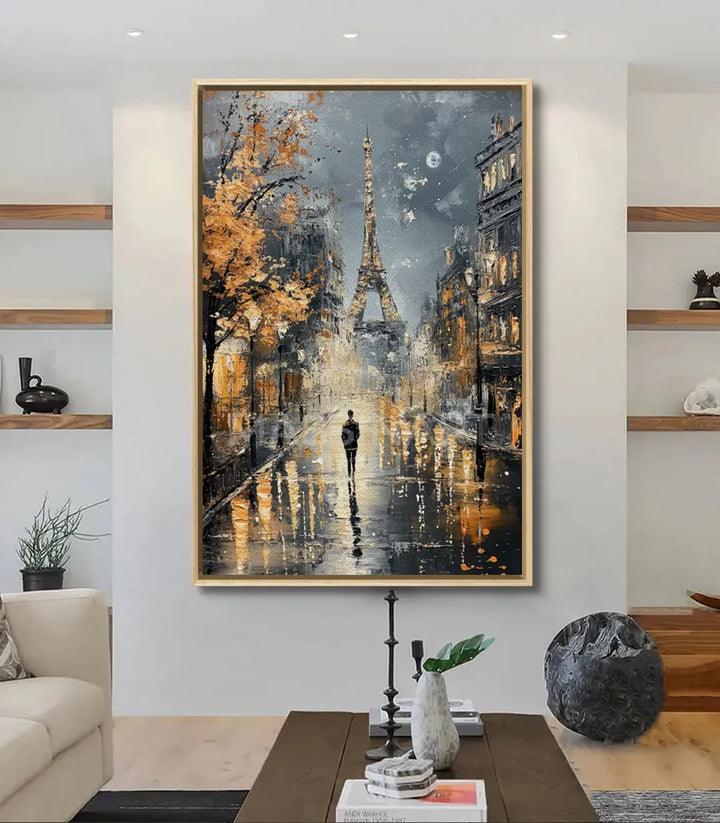 Cuadro Paris Stroll en un salón contemporáneo, decoración de pared estilo urbano, Massinart